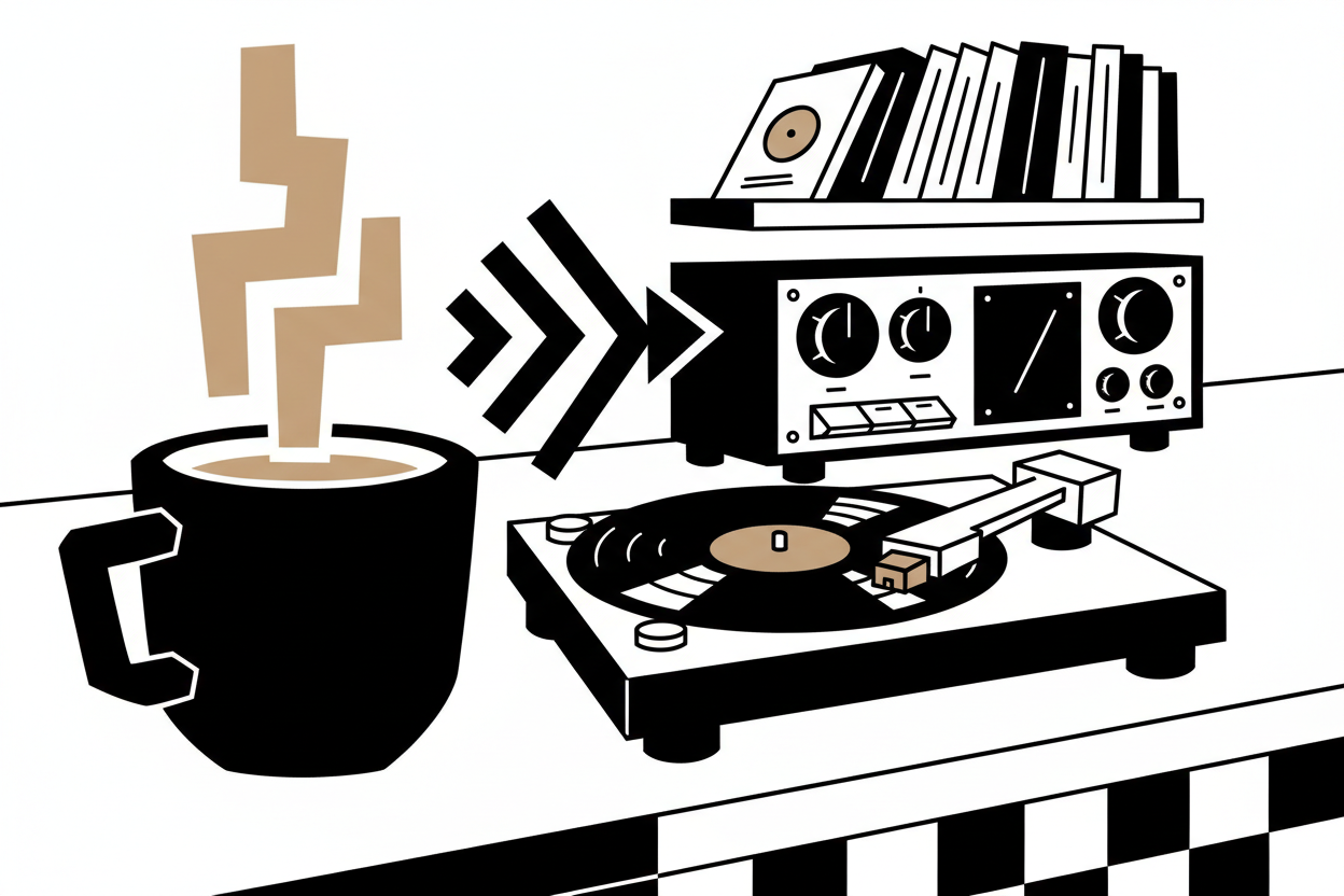 Licensed Coffee interior with turntable and specialty coffee cup
